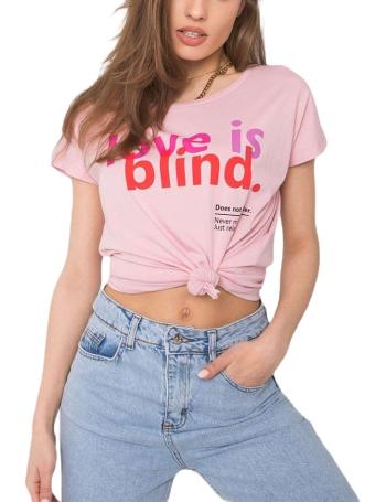 Růžové dámské tričko s nápisem love is blind vel. XL