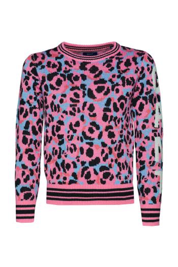 SVETR GANT D1. GANT LEOPARD JAQUARD CREW růžová 170