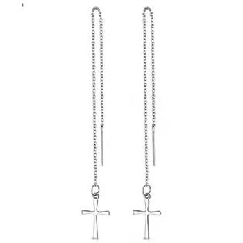 Šperky4U Provlékací ocelové náušnice s křížky - OPN1526-ST
