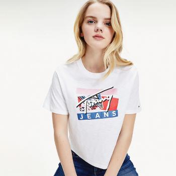 Tommy Jeans dámské bílé tričko Logo Tee - M (YBR)