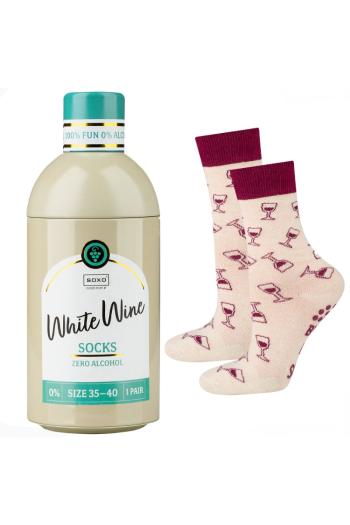 Bordově béžové vzorované ponožky v láhvi White Wine