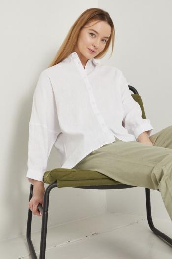 Košile Medicine dámská, bílá barva, relaxed, s klasickým límcem