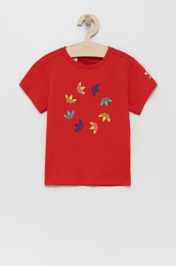 Dětské bavlněné tričko adidas Originals HE6839 červená barva, s potiskem