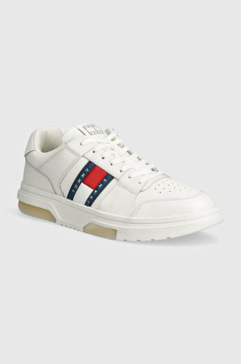 Kožené sneakers boty Tommy Jeans THE BROOKLYN LEATHER bílá barva, EM0EM01429