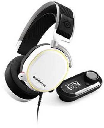 Steelseries ARCTIS PRO+ GAME DAC herní headset na kabel přes uši, s USB, jack 3,5 mm, bílá, černá