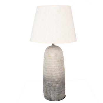 Šedá terakotová stolní lampa Teracci s béžovým stínidlem - Ø 35*70 cm 6LMC0086