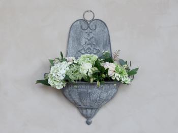 Šedý nástěnný box na květiny ve starém francouzském stylu - 41*17*54cm 60246-00