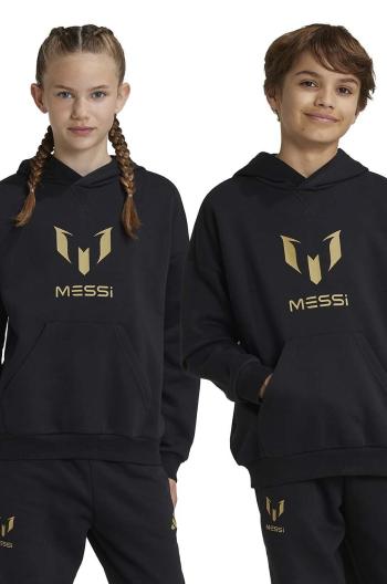 Dětská mikina adidas Performance MESSI HD černá barva, s kapucí, s potiskem, IY3414