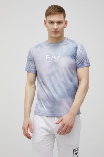 Tričko EA7 Emporio Armani pánský, šedá barva, vzorovaný