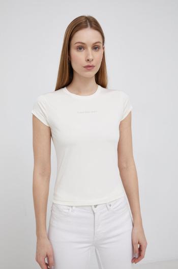 Tričko Calvin Klein Jeans dámský, krémová barva