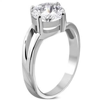 Šperky4U Ocelový prsten se zirkonem - velikost 51 - OPR1608-51