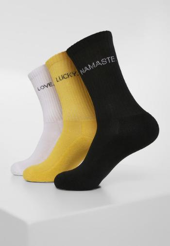 Urban Classics Wording Socks 3-Pack black/white/yellow - 35–38