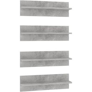 Shumee Nástěnné 4 ks betonově šedé 60×11,5×18 cm dřevotříska, 807324 (807324)