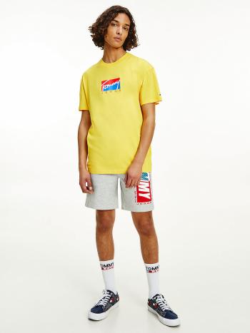 Tommy Jeans pánské žluté tričko BLOCK GRAPHIC - XL (ZFS)