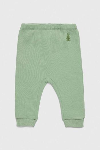 Dětské bavlněné kalhotky United Colors of Benetton zelená barva