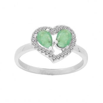 Brilio Silver Půvabný stříbrný prsten se smaragdy R-FS-5648E 52 mm
