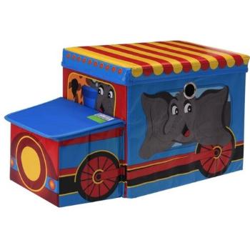 Dětský úložný box a sedátko Circus bus modrá, 55 x 26 x 31 cm