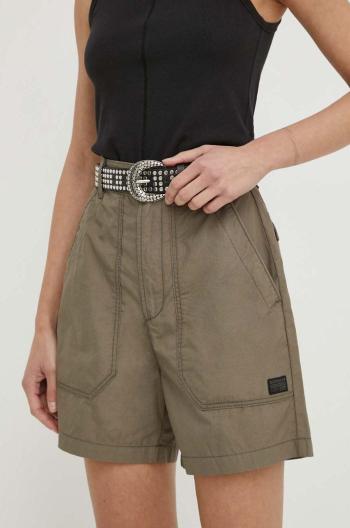 Bavlněné šortky G-Star Raw hnědá barva, hladké, high waist