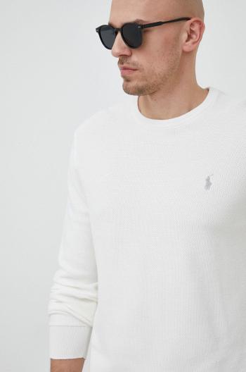 Bavlněný svetr Polo Ralph Lauren pánský, bílá barva, lehký