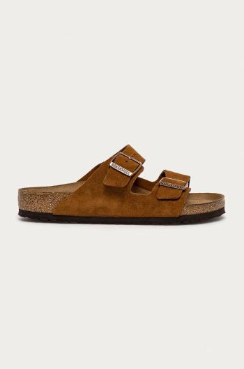 Kožené pantofle Birkenstock pánské, hnědá barva