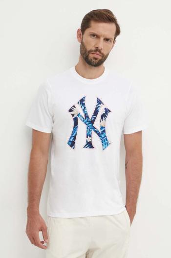 Bavlněné tričko 47 brand MLB New York Yankees bílá barva, s potiskem, BB017TEMECH610503WW