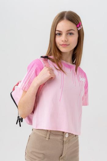 Dětské bavlněné tričko Hype růžová barva