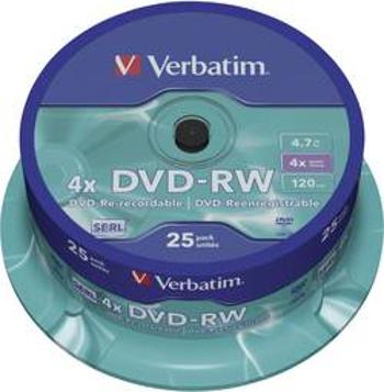 DVD-RW 4.7 GB Verbatim 43639, přepisovatelné, 25 ks, vřeteno