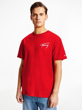 Tommy Jeans pánské červené tričko SIGNATURE - XXL (XNL)