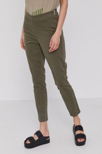 Kalhoty Dkny dámské, zelená barva, jednoduché, high waist