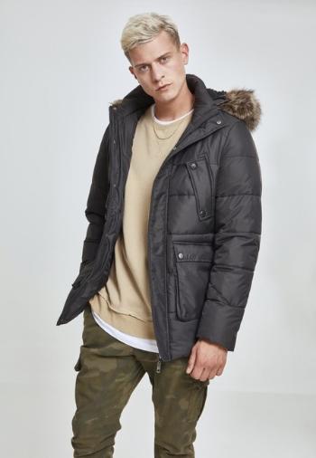 Urban Classics Faux Fur Hooded Jacket black - M