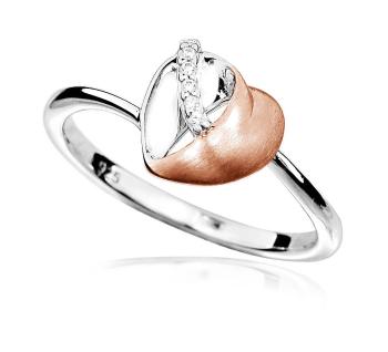 MOISS Okouzlující bicolor prsten se zirkony Srdce R00009 60 mm