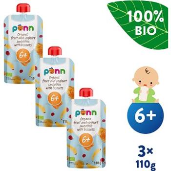 SALVEST Ponn BIO Ovocné smoothie s jogurtem a sušenkami 3× 110 g (8594200260736)