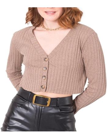 Béžový dámský crop svetr s knoflíky vel. XS