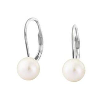 NUBIS® Stříbrné perlové náušnice - bílé perly 8 mm - NBP1016
