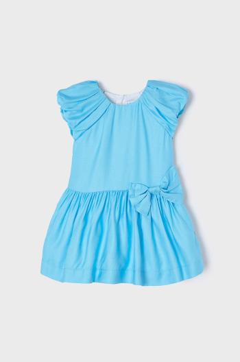 Dívčí šaty Mayoral tyrkysová barva, mini, áčková