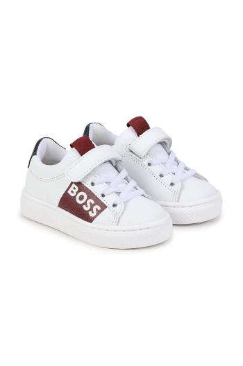 Dětské kožené sneakers boty BOSS bílá barva