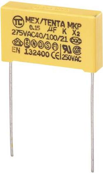 Foliový kondenzátor MKP, 0,15 µF, X2 275 V/AC, 10 %, 26,5 x 6 x 15 mm