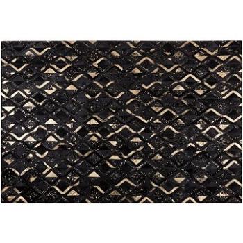Černo-zlatý kožený koberec 140x200 cm DEVELI, 74961 (beliani_74961)