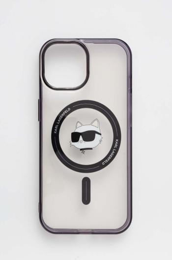 Obal na telefon Karl Lagerfeld iPhone 15 6.1 pruhledná barva