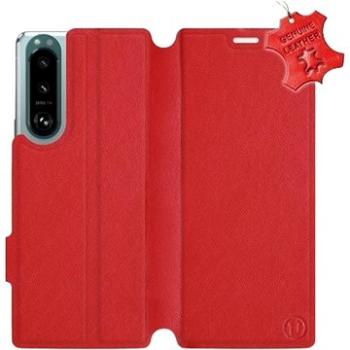 Kožené flip pouzdro na mobil Sony Xperia 5 III - Červené -  Red Leather (5903516744695)