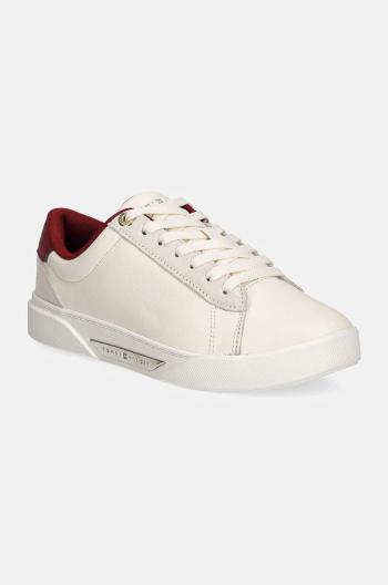 Kožené sneakers boty Tommy Hilfiger CHIC COURT SNEAKER béžová barva, FW0FW08123