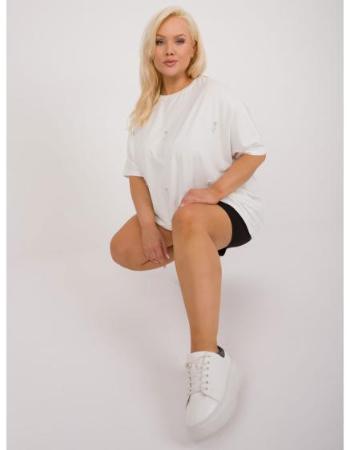 Dámská halenka plus size s krátkými rukávy ecru  