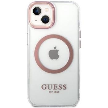 Guess Transparent MagSafe Kompatibilní Zadní Kryt pro iPhone 14 Plus Pink (GUHMP14MHTRMP)