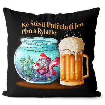 Polštář Štěstí = Pivo + rybičky (Velikost: 40 x 40 cm)