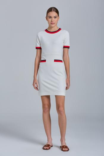 ŠATY GANT D1. STRIPE DETAIL SS JERSEY DRESS bílá S