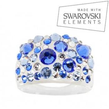 AKTUAL, s.r.o. Prsten s krystaly Crystals from Swarovski®, Sapphire - velikost 53 - LV2008-53
