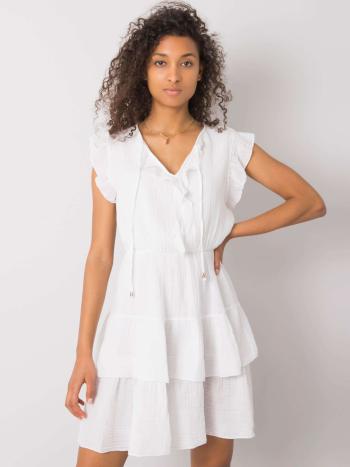 Bílé dámské šaty s volány TW-SK-BI-26594.36P-white Velikost: S