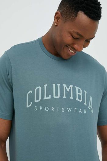 Bavlněné tričko Columbia zelená barva