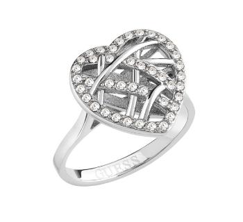 Guess Slušivý ocelový prsten Heart Cage JUBR03101JWRH 54 mm