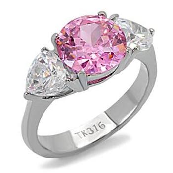 Šperky4U Ocelový prsten se růžovým kamenem - velikost 52 - AL-0104-52